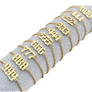 Bracelet à la mode en acier inoxydable <span class=keywords><strong>000</strong></span> - 999 Lucky Angel Number pour femmes élégantes - Product Image 1