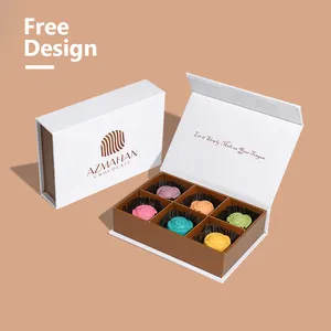 Custom Brand Logo Premium Luxo Papelão Embalagem De Papel 6 Peças Chocolate Candy Gift Magnet Box com Divisor