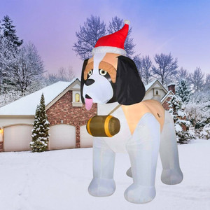 Chien de Saint-<span class=keywords><strong>Bernard</strong></span> gonflable de Noël pour l'extérieur, 3 à 10 pieds, gonflable avec lumières LED - Product Image 1