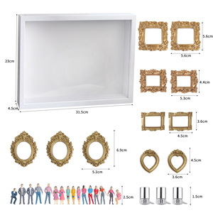 Nouveau kit de cadre de boîte à souvenirs DIY mini-musée, cadres photo vintage en résine dorée, figurines humaines miniatures, boîte de présentation murale ou de table pour souvenirs - Product Image 2