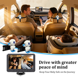 Moniteur de voiture à double écran 7 pouces 720P pour bébé et enfant, caméra de sécurité pour siège auto bébé, pour jumeaux, avec vision nocturne - Product Image 2