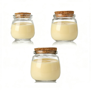 Fournisseur en gros <span class=keywords><strong>de</strong></span> pots en verre transparents vides et rechargeables <span class=keywords><strong>de</strong></span> 100 ml, 200 ml, 300 ml pour aliments pour bébés, poudings, yaourts, miel, confitures et gelées - Product Image 1