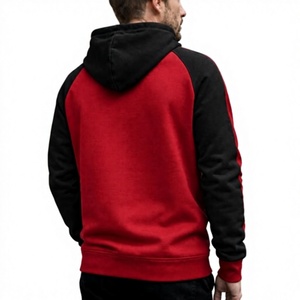 Servicio OEM, MOQ bajo, sudaderas con capucha para hombre, sudadera con capucha con cremallera, cordón ajustable, bloques de color, manga raglán, bolsillo canguro. - Product Image 6