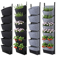 Système de culture suspendu en feutre pour plantes vertes, 3 poches, design vertical, gain de place, respirant, hydrophobe, écologique, vente en gros