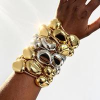 Bracelets Kaimei 2 couleurs en or 18 carats, gros bracelets à perles CCB pour femmes, bracelets extensibles à perles irrégulières, style punk, bijoux