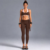 Nouvel ensemble 2 pièces de yoga : haut de sport double couche à col montant color block et pantalon de sport à taille ajustable à séchage rapide