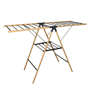 Nouvelle arrivée bambou Sèche-linge Rack Easy maison pliable vêtements suspendus sec en <span class=keywords><strong>bois</strong></span> linge étendoir à linge - Product Image 2