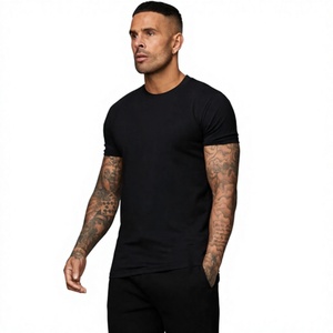 T-shirt à manches courtes pour homme, col rond, noir, 100% coton, coupe classique, couleur unie, respirant, séchage rapide, impression personnalisée - Product Image 4
