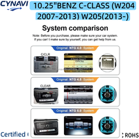 Lecteur multimédia tactile sans fil CarPlay intégré au système Linux pour Mercedes-Benz Classe C W204 W205, résolution 1920x720 IPS, aide au recul, 10,25 pouces