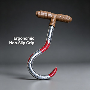 Gancio a mano da pirata in plastica argentata con impugnatura a T antiscivolo da 34 cm, effetto sangue, per Halloween, travestimenti, LARP, vendita all'ingrosso, giocattolo personalizzato per costumi - Product Image 1