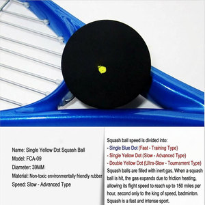 Balle de squash en caoutchouc durable de 39 mm à point jaune unique, faible rebond, vitesse lente, niveau avancé, pour entraînement, commande en gros - Product Image 6