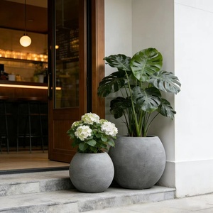 Pots de fleurs ronds en fibre de verre faits à la main, style nordique simple, grands, pour l'intérieur et l'extérieur, écologiques, pour centres commerciaux et cafés - Product Image 3