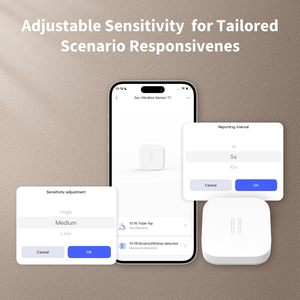 Capteur de vibration intelligent 3.0 avec détecteur de mouvement inclinable, contrôle par tapotement, alarme Apple Home/HomeKit pour objets de valeur, détection de vibration sans fil - Product Image 6