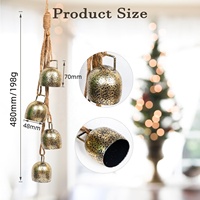 4 clochettes vintage en métal bronze avec corde en chanvre pour décoration de Noël, couronne de porte, maison, fêtes, bricolage et artisanat festif