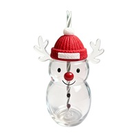 Gobelet en verre borosilicate Ours en peluche de Noël, anti-fuite, avec couvercle et paille, compatible micro-ondes et lave-vaisselle, vert/rouge