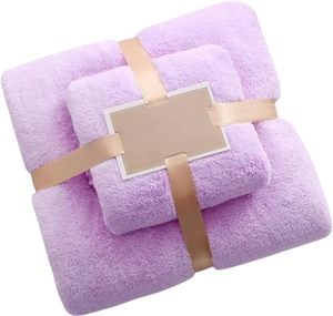 Ensemble de 3 serviettes de bain en corail pour adultes, serviettes de visage douces et absorbantes, broderie de lettres tendance, serviettes de bain pour la maison - Product Image 1