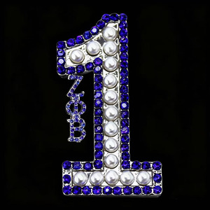 Tùy chỉnh Tình Huynh Đệ Hy Lạp Zeta phi Beta Trâm-men màu xanh, ngọc trai trắng, số 1-100series Pin - Product Image 1