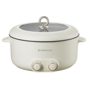 Olla eléctrica Chigo de 5L con doble compartimento, antiadherente y tapa de vidrio para uso doméstico - Product Image 1