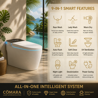 WC intelligent avec bidet à capteur automatique, en céramique, à poser au sol, télécommande, design moderne, siège chauffant, S-trap/P-trap