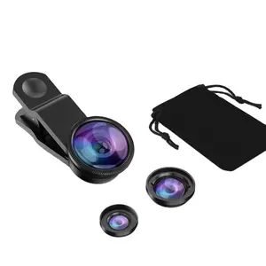 3-in-1 Clip-On Universal Mobile Lens Fish Eye Macro Wide Angle Camera Lens for Smartphone Photography for Mobile Lenses Genre