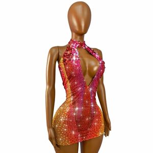 <span class=keywords><strong>Mini</strong></span> <span class=keywords><strong>Abito</strong></span> da Donna Sexy con Schiena Scoperta, Strass e Glitter, Modello a Tubino Bodycon con Cut-out, per Compleanno, Ballo di Fine Anno, Cocktail, Banchetto e Abbigliamento da Club - Product Image 3