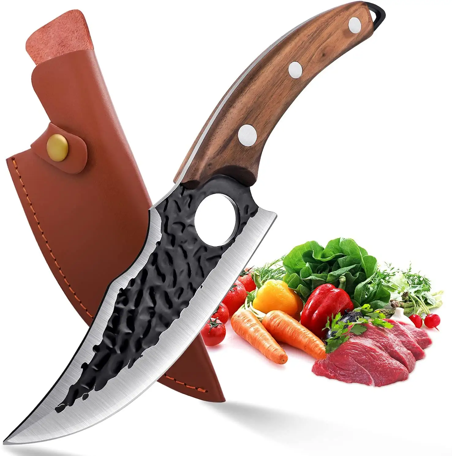 Forged Boning Kitchen Chef Knife Viking Knife with Sheath Multipurpose Meat Knives