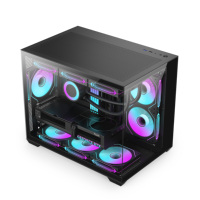 PC Tower Case Panoramic Dual Glass 360mm AIO Cooling 400mm GPU M-ATX ITX Gaming Computer Case Desktop PC Chassis
