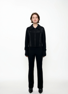 "<span class=keywords><strong>Giacca</strong></span> da moto da <span class=keywords><strong>donna</strong></span> in <span class=keywords><strong>ecopelle</strong></span> leggera <span class=keywords><strong>nera</strong></span> con maniche in maglia elasticizzata per il Golf - Product Image 4