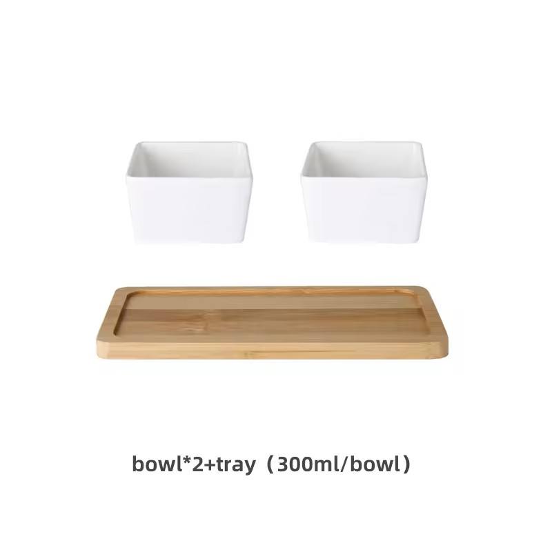 2 cuencos dobles blancos