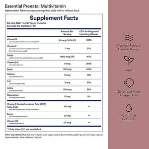 Cápsulas de vitaminas prenatales personalizadas 18 vitaminas y minerales con 200 MG DHA para antes, durante y después <span class=keywords><strong>del</strong></span> <span class=keywords><strong>embarazo</strong></span> + cápsulas duras suaves - Product Image 3