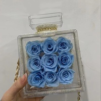TC Luxury Coffret de 9 Fleurs Éternelles en Acrylique pour la Saint-Valentin et la Fête des Mères, Roses Préservées, Décoration de Sac à Main