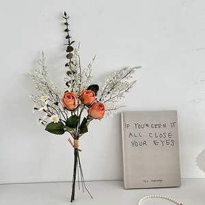 Bouquet de roses et de marguerites artificielles en soie, haute simulation, décoration intérieure, accessoires de mariage - Product Image 4