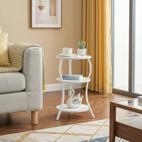 Table Ronde Minimaliste Moderne Petite Table Basse de Balcon Table d'Appoint Table de Chevet Chambre à Coucher Étagère de Rangement Métal Tendance