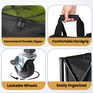 Draagbare Pickleball Tenniswagen Met Grote Capaciteit Duurzaam Ademend Mesh Opbergrek, Soepele Rollende Aluminiumlegering Usapa - Product Image 5