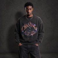 Sweat-shirt oversize à col rond pour homme, motif Chasing Dreams, effet chrome liquide, streetwear, coton épais, pull-over, sudadera