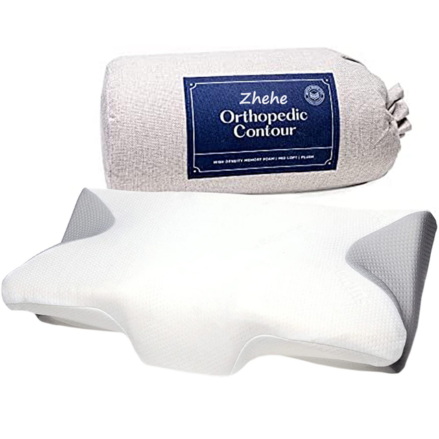 Cervical Pillow Contour Memory Foam Ergonomic Orthopedic Neck Support Pillow for Side Back Stomach Sleepers for Neck Pain Relief