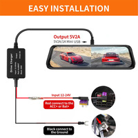 Câble d'alimentation abaisseur de tension 12V 30V vers 5V 2A pour caméra de voiture, DVR, GPS avec protection contre les basses tensions et faisceau de câblage