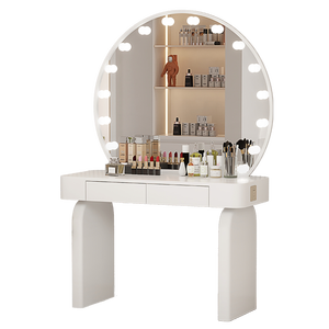 Coiffeuse de luxe très vendue avec tiroirs durables, étagère de chambre, grand miroir à ampoules et rangement pour maquillage - Fabricant - Product Image 1