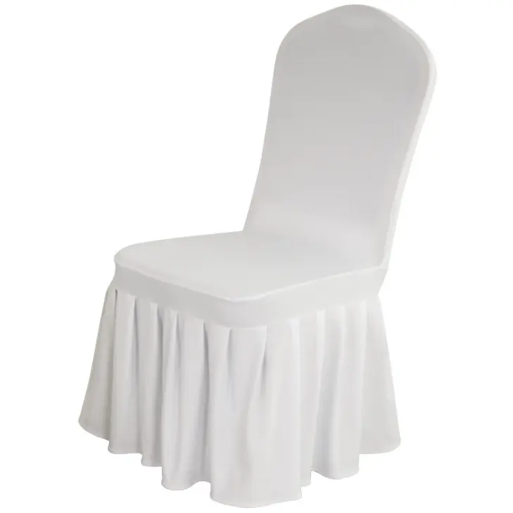 Housse de chaise extensible universelle en Polyester, couverture de chaise à demi-volants de couleur blanche, jupe, personnalisé, 15 couleurs