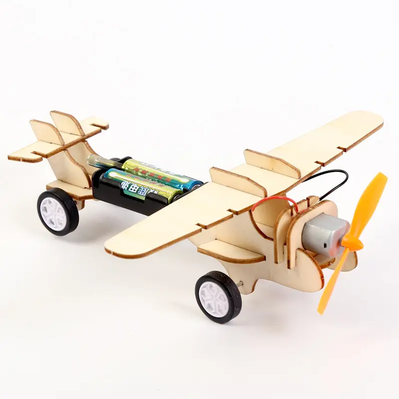 ילדים חינוכיים גזע צעצועי עץ יחיד מדחף מטוסי דגם ערכת מטוס מדע ניסוי DIY 3D הרכבה למידה מכונת