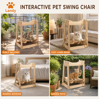 Hamac suspendu pour chat, lit balançoire en bois pour animaux de compagnie avec base stable pour chatons d'intérieur, fourniture professionnelle pour jardin et sanctuaire