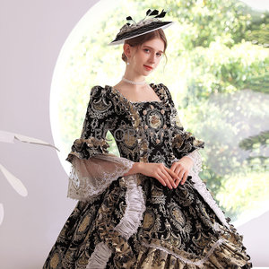 Vestido de baile rococó hecho a medida Ecoparty Queen Marie Antoinette negro/dorado para mujer, ropa gótica Grunge, <span class=keywords><strong>disfraz</strong></span> de fantasía, 1 unidad - Product Image 5