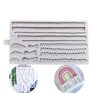 Accessoires en corde de chanvre, moule en silicone pour macramé, moule pour décorer les gâteaux en fondant, outils de pâtisserie pour le chocolat, outils de décoration pour gâteaux en pâte d'amande - Product Image 1