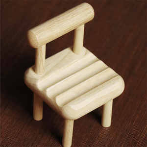 Oak Natural Wood Phone Stand Mini Chair Desk Portable Holder For Mobile Phone - Product Image 2