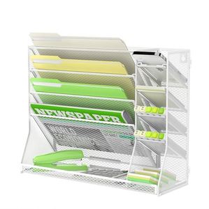 Wall File Organizer 5 Tier Metal Mesh Hanging File Holder Wall Mounted Office Storage Mail Organizer Document Holder - Product Image 2