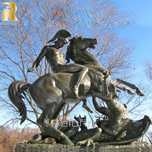 Décoration religieuse Statue de Saint George tuant le dragon Sculpture en bronze - Product Image 4