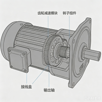 Motor Gear 3-Fasa Tai Chuang TCG 750W 1HP, Pemasangan Flens Vertikal, Reducer AC, 220/380V IP55, Rasio Reduksi 15:1