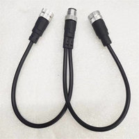 Connecteur aviation M12 DC en Y à trois voies avec 1 port mâle et 2 ports femelles, 4 ou 5 cœurs, protection IP67