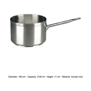 Deep Stainless Steel Saucepan Ø 16 cm H 11 cm, 2.1 L, Triple-Layer Base Paderno - Product Image 3