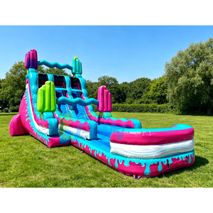 Tobogán Acuático Inflable de Doble Carril con Temática de Helados y Dulces, Tobogán Inflable con Piscina Larga para Eventos al Aire Libre en Alquiler - Product Image 4